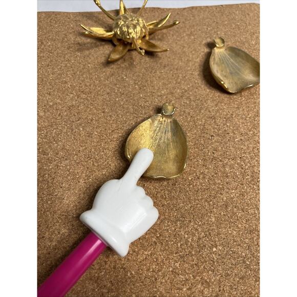 Vintage Mid-Century Golden Lotus Flower Ash Tray Tan France Gucci Inspired - Picture 8 of 10